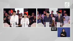 Debat perdana Pilpres 2019 sesi ketiga dengan tema Hukum, HAM, Korupsi, dan Terorisme berlangsung di Hotel Bidakara, Jakarta Selatan.
