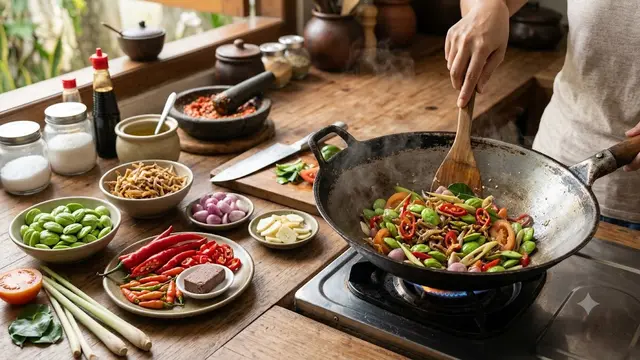 Resep Tumis Petai Teri Pedas. Foto: AI Generated