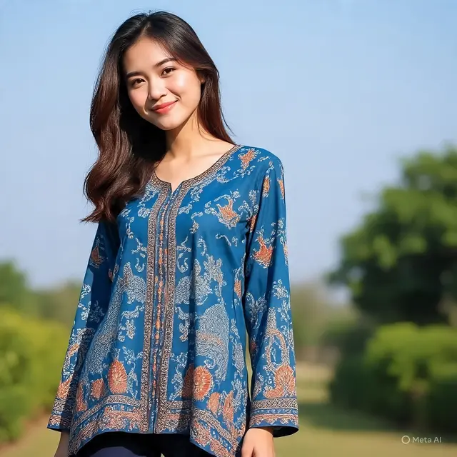 Tunik Batik Lengan Panjang Wanita