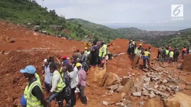 Petugas penyelamat wilayah di Sierra Leone terus mencari sejumlah orang yang terkubur di rumah