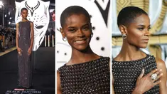 Foto kolase Letitia Wright saat menghadiri pemutaran perdana film 'Black Panther: Wakanda Forever' di London, Kamis, 3 November 2022. (Photo by Scott Garfitt/Invision/AP)
