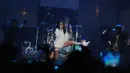 Nuansa jazz langsung terasa kala Agnes memainkan lagu 'Bukan Milikmu Lagi', 'Aku Cemburu' hingga 'Moving On' saat beraksi di JJF 2014 (Liputan6.com/Herman Zakharia).