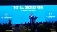 Menteri Luar Negeri Retno Marsudi dalam pembukaan Bali Democracy Forum X yang diadakan di Banten (7/12/2017). (Liputan6.com/Rizki Akbar Hasan)