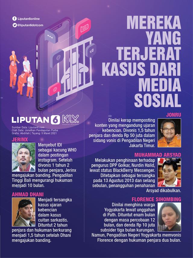 INFOGRAFIS: Mereka yang Terjerat Kasus dari Media Sosial (Liputan6.com / Abdillah)