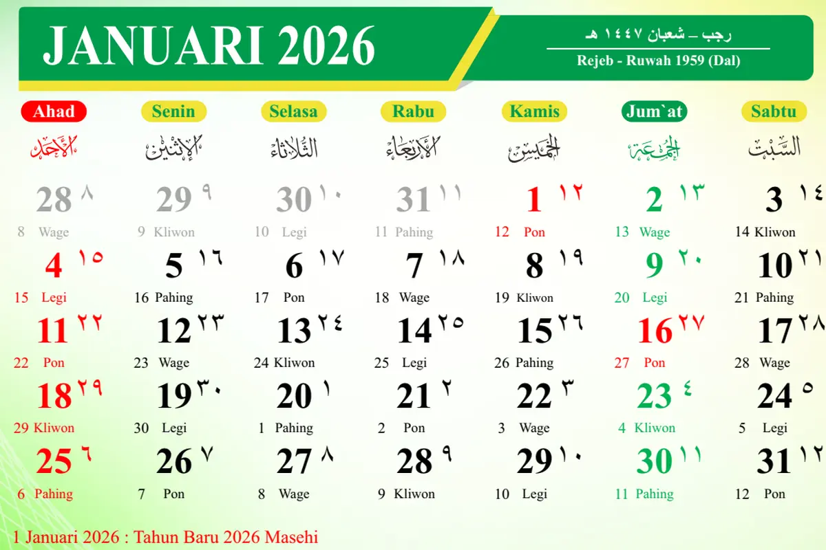 Kalender Hijriah 1447 - 1448 H  (Foto: Kemenag RI)