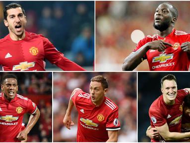 Berikut ini Romelu Lukaku dan empat pemain yang menjadi kunci keberhasilan Manchester United berada di papan atas klasemen sementara Premier League musim ini. (Foto- foto Kolase AFP).