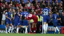 Eden Hazard total mencetak 7 gol dan 2 assist dari total 18 laga saat menghadapi Liverpool di semua ajang kompetisi. Rinciannya adalah 4 gol dicetak di Liga Inggris, 1 gol di Liga Europa musim 2009/2010 dan 2 gol lagi dicetak di ajang EFL Cup. Gol terakhirnya ke gawang The Reds terjadi pada putaran ketiga EFL Cup 208/2019, di mana saat itu ia mencetak 1 gol dalam kemenangan Chelsea 2-1 atas Liverpool. (AFP/Daniel Leal)