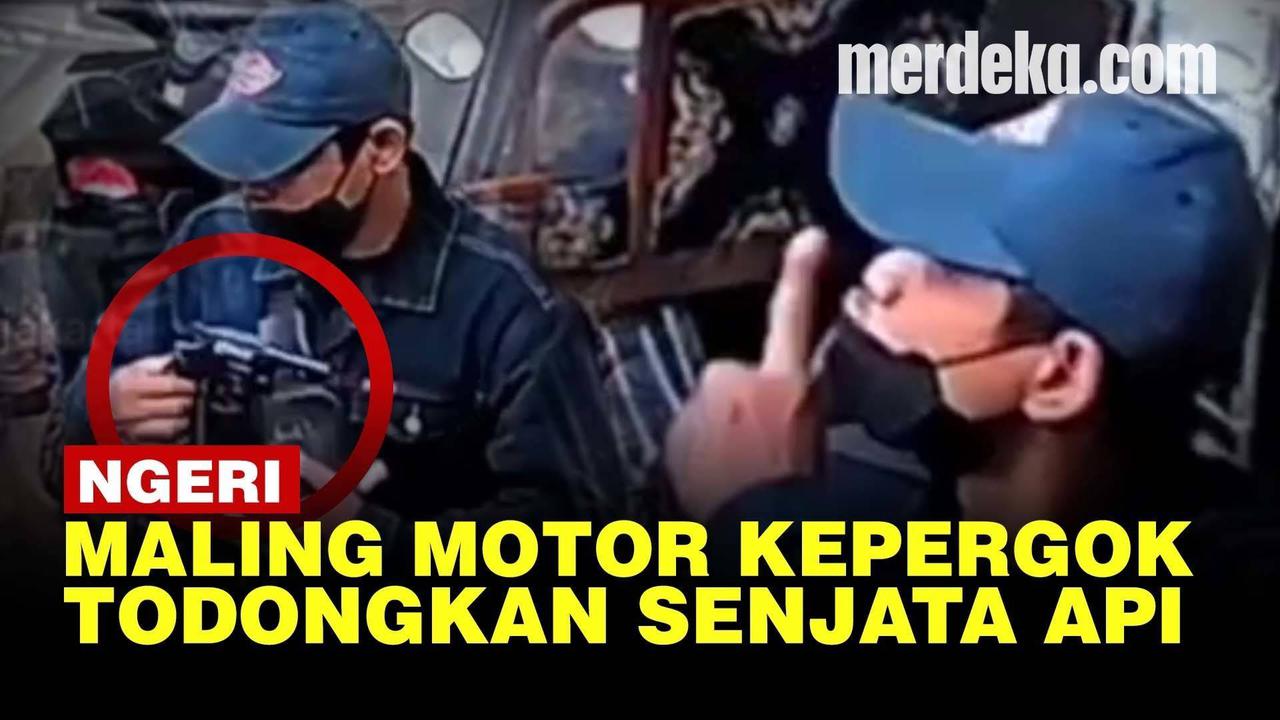 VIDEO: Ancam Pemilik Tak Teriak, Maling Motor Kepergok Todongkan Senjata Api