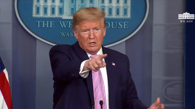 Presiden AS Donald Trump dalam briefing melawan Virus Corona (COVID-19) di Gedung Putih.