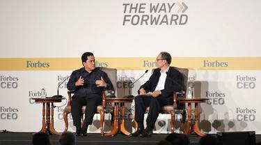 Menteri Badan Usaha Milik Negara (BUMN) Erick Thohir memaparkan keberhasilan transformasi BUMN dalam The 20th Forbes Global CEO Conference di Singapura.