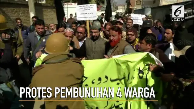 Ribuan warga Kashmir turun ke jalan memprotes pembunuhan empat warga sipil oleh tentara India.