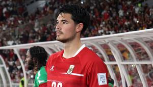 Pemain Timnas Indonesia, Elkan Baggott saat laga semifinal FIFA Series 2026 melawan St Kitts and Nevis di Stadion Utama Gelora Bung Karno (SUGBK), Senayan, Jakarta, Jumat (27/03/2026). (Bola.com/M Iqbal Ichsan)