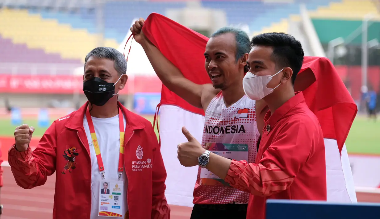 Setio Budi Hartanto berhasil meraih medali emas Triple Jump Men kelas F47 pada ASEAN Para Games 2022 di Stadion Manahan Solo, 2 Agustus 2022. (Foto: Dok. ASEAN Para Sports Federation)