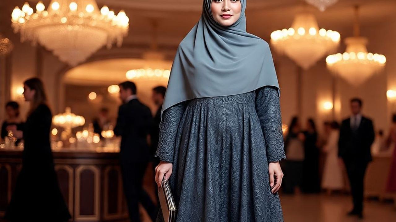 Ilustrasi Long Dress Brokat