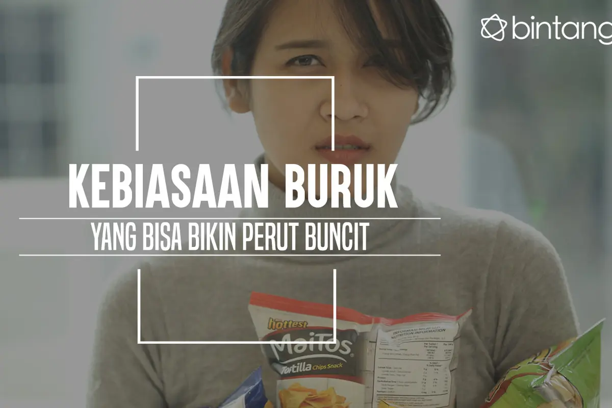 Kebiasaan yang bisa bikin perut buncit. (Foto: Daniel Kampua, Model: Arieni Mayesha, Digital Imaging: Nurman Abdul Hakim/Bintang.com)
