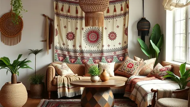 dekor rumah gaya bohemian (ilustrasi by qwen.ai)