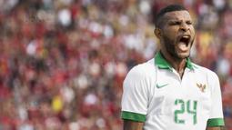 Marinus Wanewar mencetak satu gol saat Indonesia mengalahkan Timor Leste padalaga Grup B SEA games 2017 Kuala Lumpur.  (Bola.com/Vitalis Yogi Trisna)