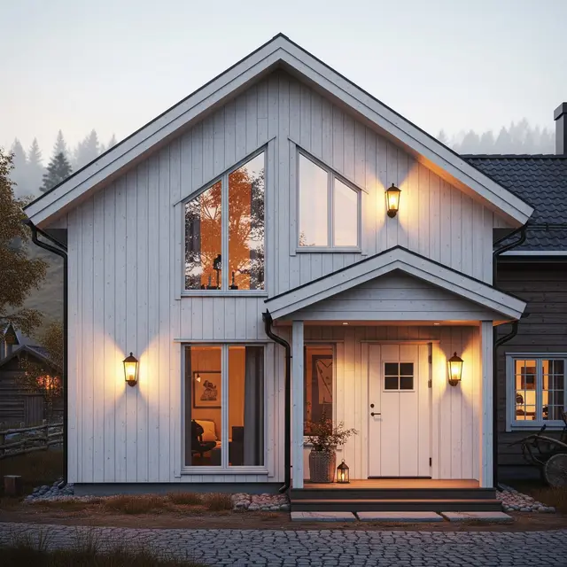 Desain Rumah Desa dengan Lampu Temaram Estetik