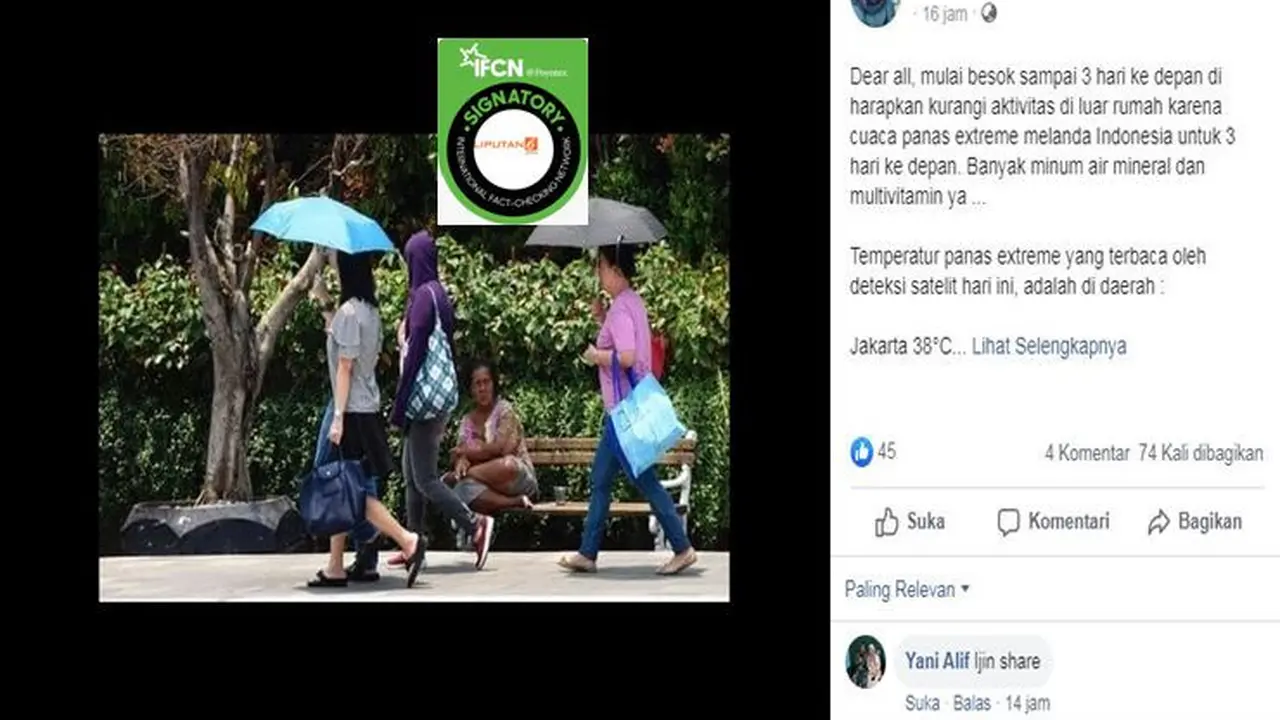 [Cek Fakta] Gambar Tangkapan Layar Foto Tentang Informasi Cuaca