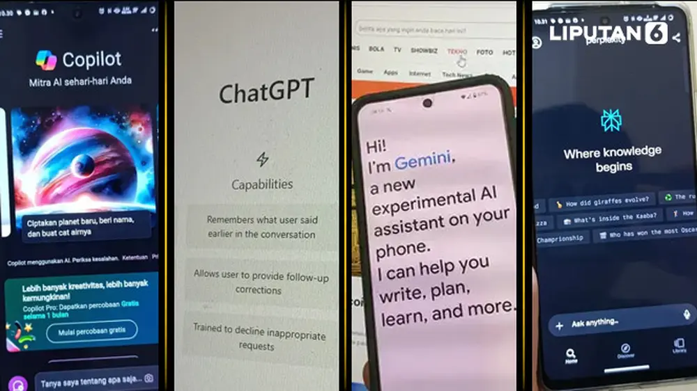 Banner Infografis 4 Rekomendasi Chatbot AI Terbaik. (Liputan6.com/Gotri/Abdillah)