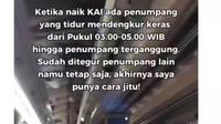 Pro Kontra Pria Adukan Penumpang Kereta yang Tidur Mendengkur karena Menganggu Banyak Orang.&nbsp; foto: (dok.Instagram @bambang_soetarno/https://www.instagram.com/reel/DIaWt4iTb9m/Henry)