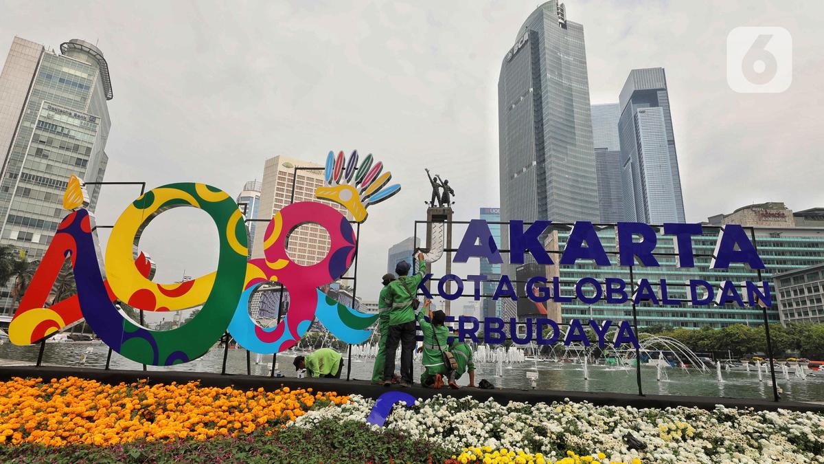 Sehari Jelang Puncak HUT ke-498 Jakarta, Kawasan Bundaran Hotel Indonesia Tampak Semarak