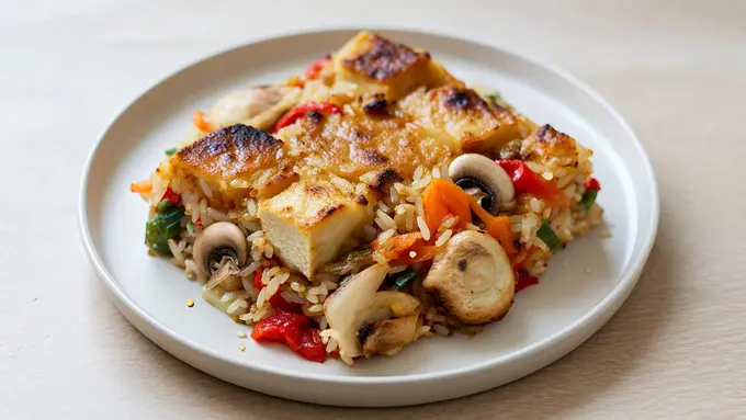 Resep Nasi Panggang Tofu dan Sayur Fermentasi tanpa Minyak