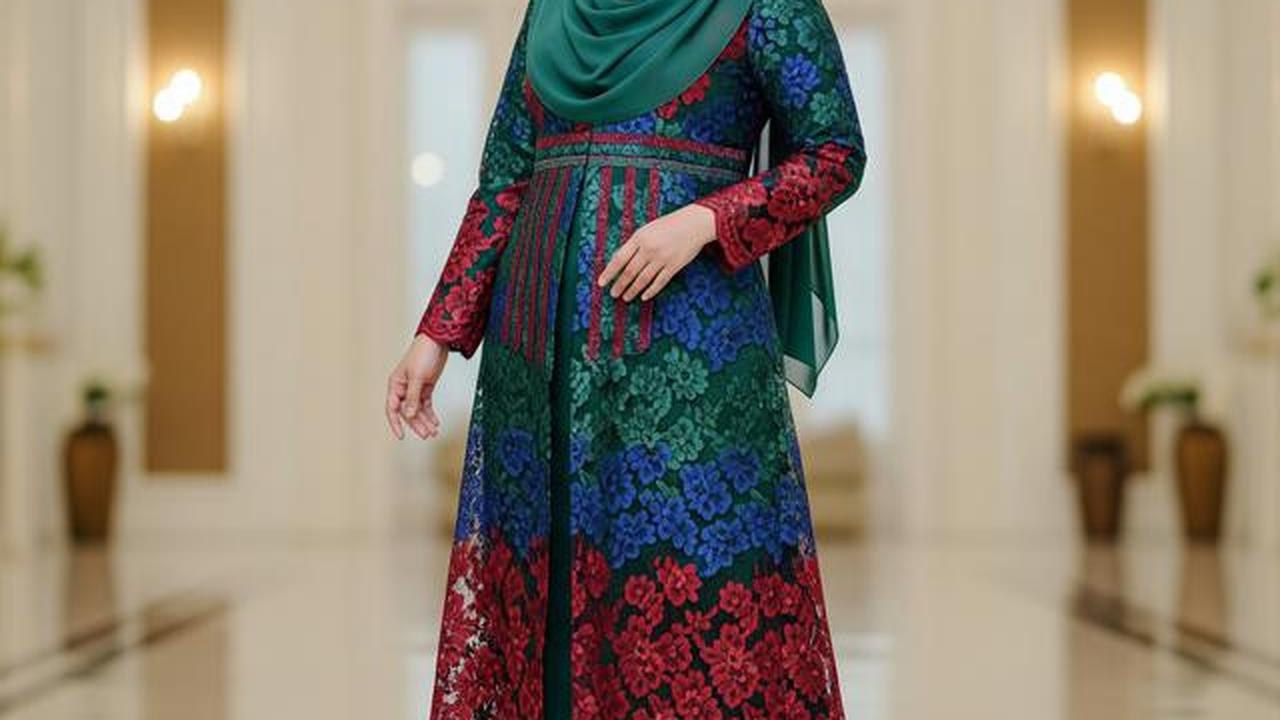 Gamis blazer brokat untuk wanita berhijab dengan tubuh gemuk