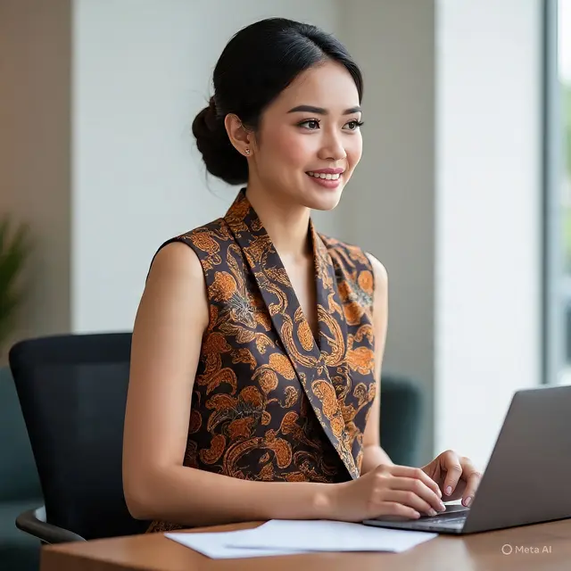 Model Rompi Batik Wanita Tanpa Lengan