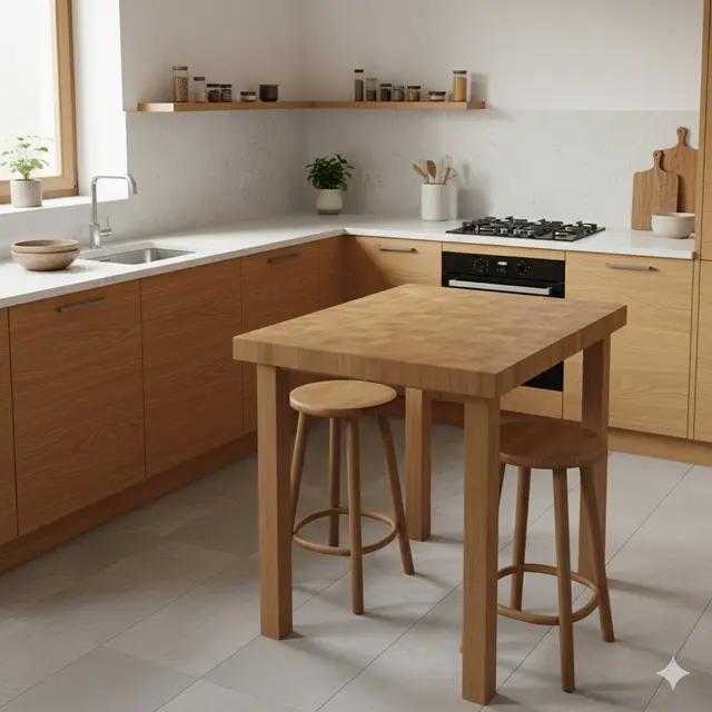Dapur Kecil dengan Sentuhan Kayu
