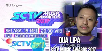 Dua Lipa siap tampil di panggung SCTV Music Awards 2017.