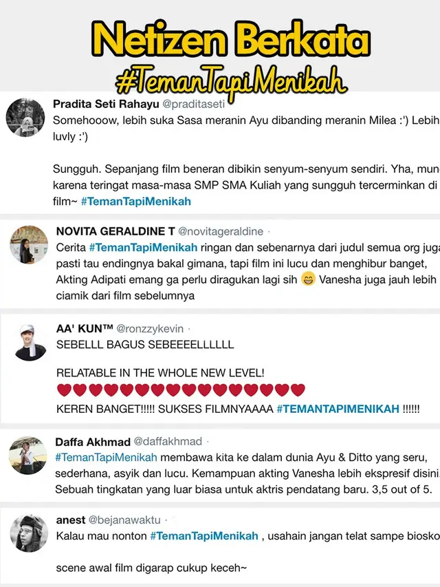 Reaksi Warganet atas film Teman Tapi Menikah (Istimewa)