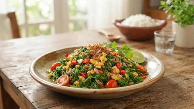 Tumis Daun Wortel Telur Orak-arik