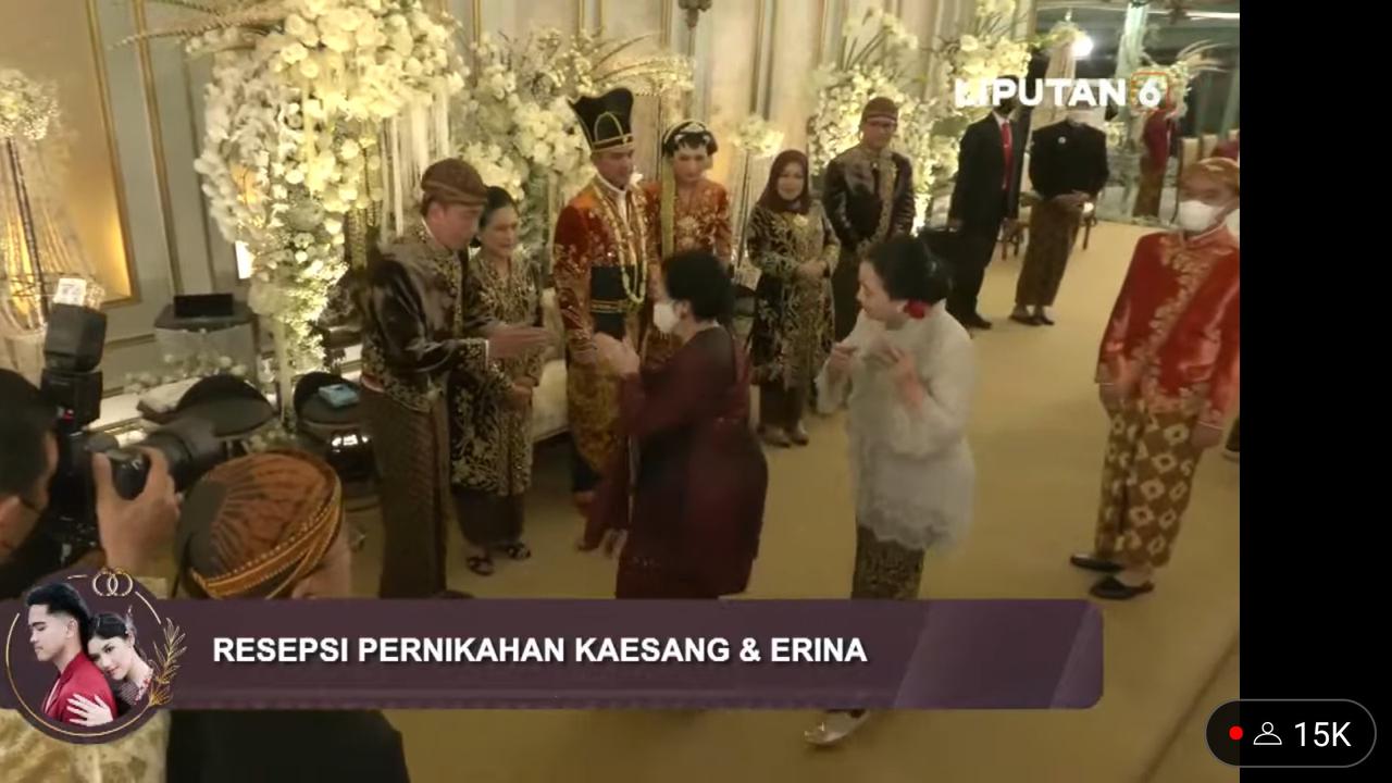Presiden kelima RI Megawati Soekarnoputri menghadiri pernikahan Kaesang dan Erina.