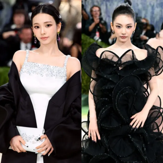 Karina dan Ningning aespa debut di Met Gala 2026. Photo by DIMITRIOS KAMBOURIS / GETTY IMAGES NORTH AMERICA / GETTY IMAGES VIA AFP/Photo by MIKE COPPOLA / GETTY IMAGES NORTH AMERICA / GETTY IMAGES VIA AFP