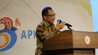 Menteri Dalam Negeri Tito Karnavian dalam perayaan syukuran hari ulang tahun ke-23 Asosiasi Pemerintah Kabupaten Seluruh Indonesia (Apkasi) di Kebumen, Kamis (22/06/2023).