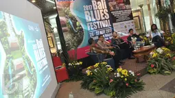 Suasana jumpa pers Bali Blues Festival 2017 yang digelar di Kantor Kementerian Pariwisata, Jakarta, Rabu (17/5). ITDC dan Pregina dengan didukung Kementerian Pariwisata menggelar Bali Blues Festival 2017 yang diikuti 18 musisi. (Liputan6.com/Helmi Afandi)