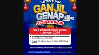 Libur Natal dan Cuti Bersama, Ganjil Genap Jakarta Tak Berlaku Kamis 25 hingga Jumat 26 Desember 2025