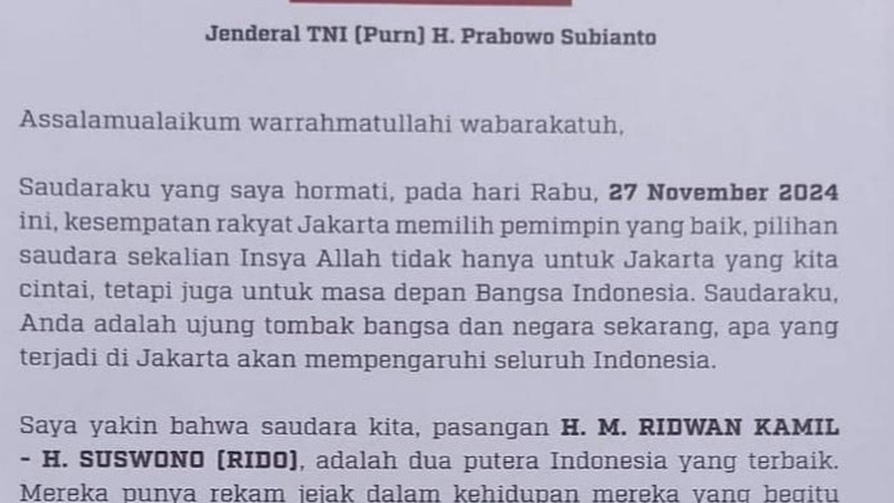 Gerindra Bela Raffi Ahmad soal Surat Prabowo Endorse RK-Suswono Diunggah saat Masa Tenang Pilkada Jakarta