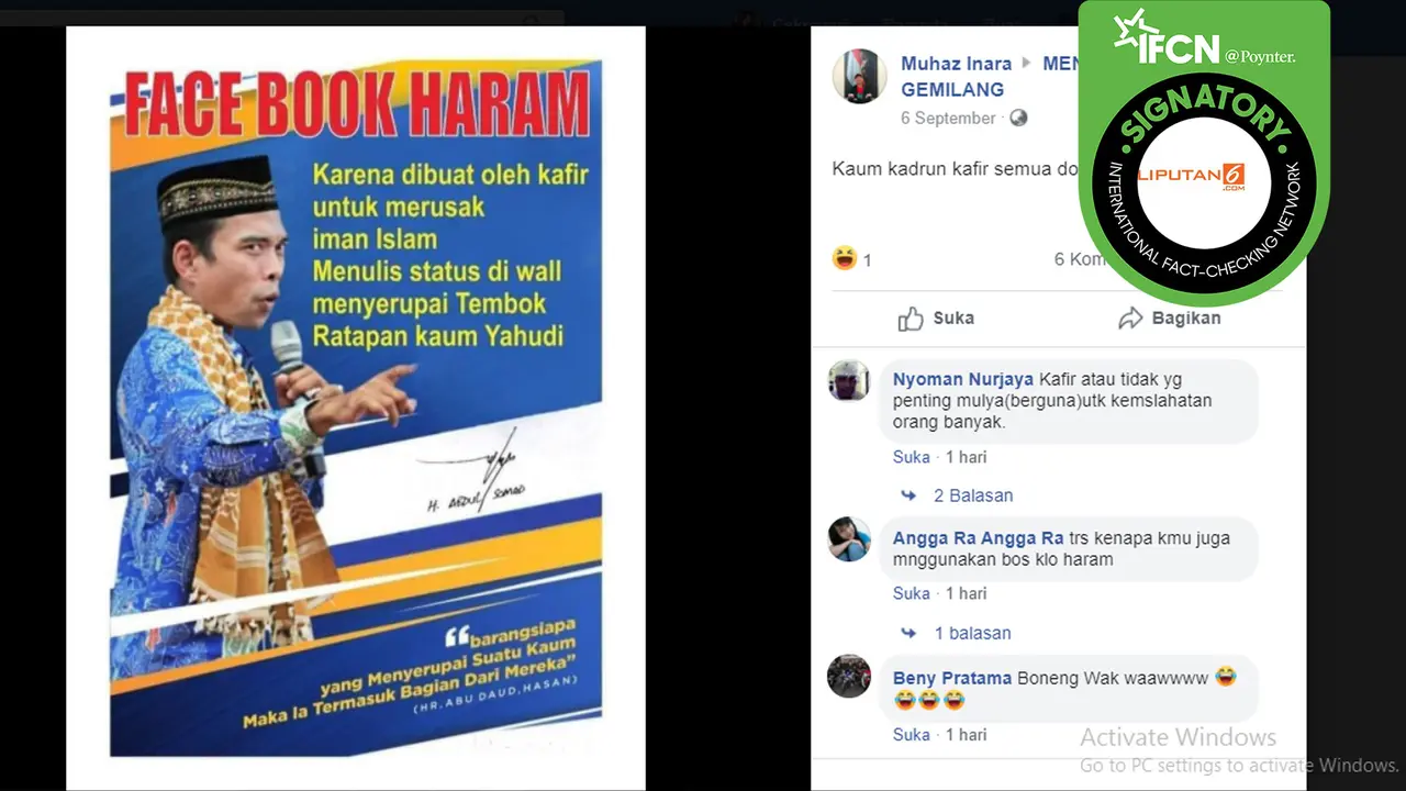 Hoaks Facebook haram