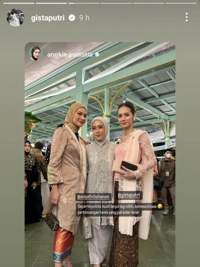 Gista Putri di nikahan Kaesang Pangarep (Instagram/@wishnutama/@gistaputri)