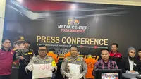 Polda Gorontalo saat menggelar konferensi pers terkait kasus narkoba lintas Provinsi (Arfandi Ibrahim/Liputan6.com)