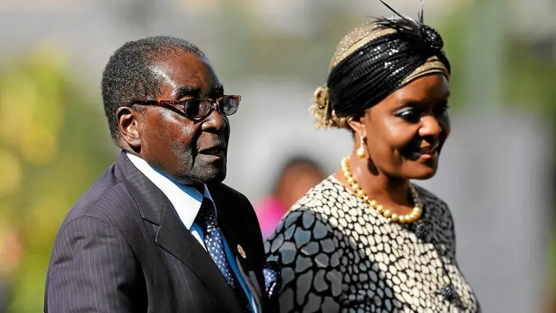 Presiden Zimbabwe Robert Mugabe dan Istri