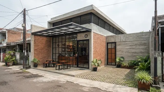 Konsep Industrial dengan Sentuhan Kopi Shop
