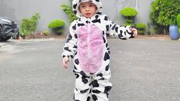 Makin tumbuh besar, Gala terlihat tambah ganteng dan lucu banget apalagi saat pakai kostum sapi ini.(instagram.com @fuji_an)