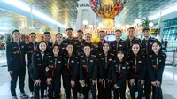 Skuad Indonesia di&nbsp;Piala Sudirman 2025. Kejuaraan bulu tangkis beregu campuran ini dimainkan di Xiamen Olympic Sports Center Fenghuang Gymnasium, Xiamen, China, 27 April hingga 4 Mei. (foto: PBVSI)