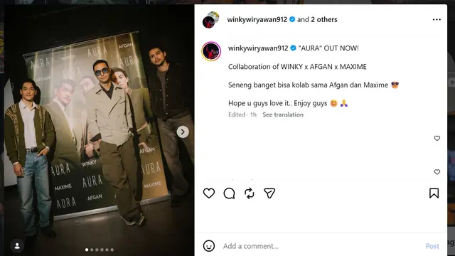 Afgan, Maxime Bouttier dan Winky Wiryawan lagu Aura (instagram.com/winkywiryawan912)