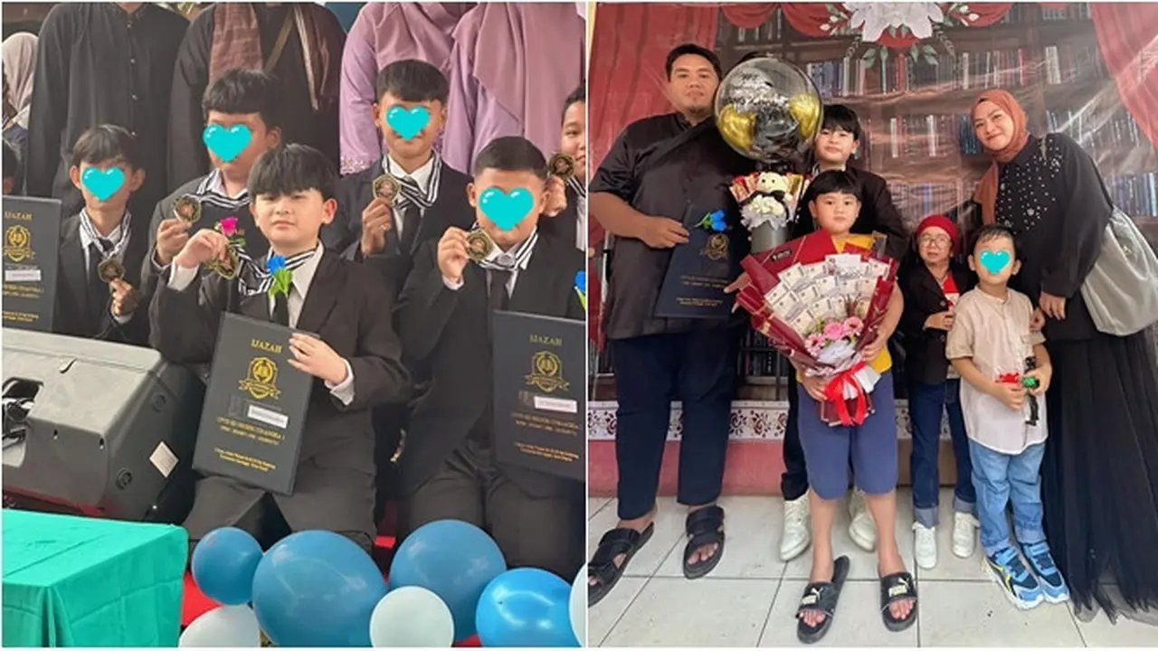 6 Momen Kelulusan SD Anak Daus Mini dan Yunita, Wajah Tampannya Curi Perhatian