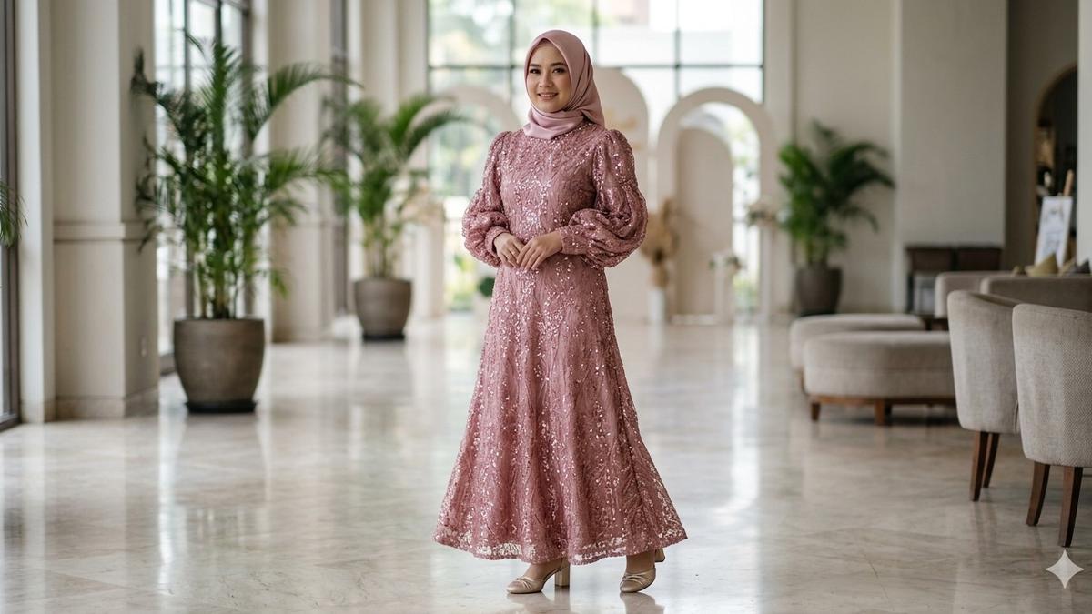 7 Model Gamis Brokat Full Payet Terbaru 2026, Elegan dan Mewah untuk Berbagai Acara