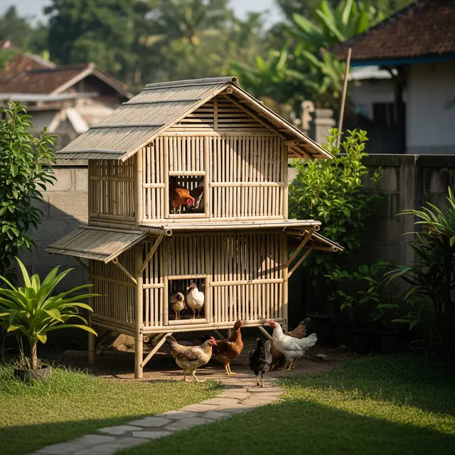 9 Model Kandang Ayam Bambu Tingkat, Efisiensi Maksimal Lahan Terbatas